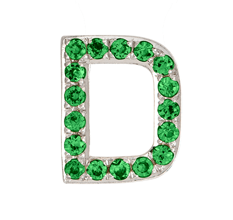 White Gold, Green Garnet Letter Bead - Roxanne First