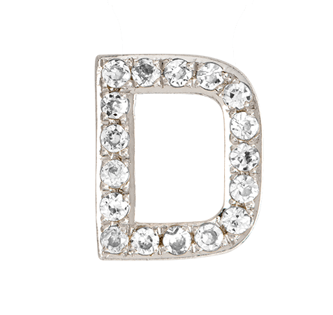White Gold, White Diamond Letter Bead - Roxanne First