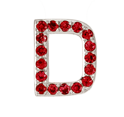 White Gold, Ruby Letter Bead - Roxanne First