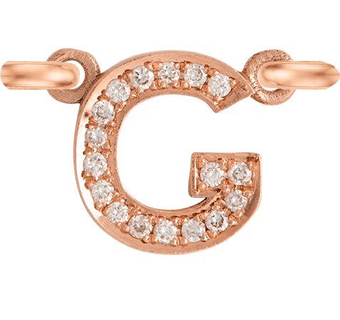 Rose Gold, White Diamond Letter - Roxanne First