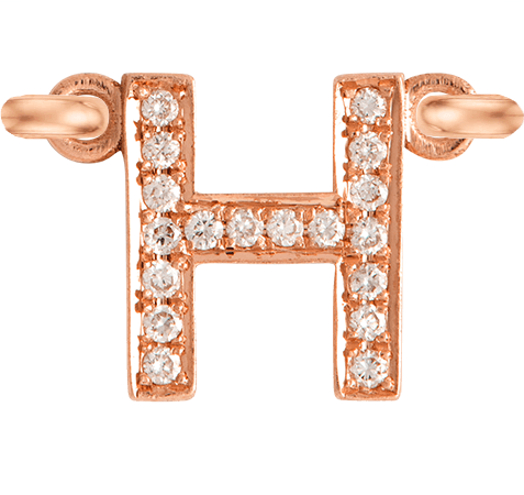 Rose Gold, White Diamond Letter - Roxanne First