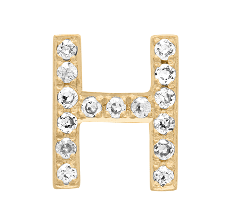 Yellow Gold, White Diamond Letter Bead - Roxanne First