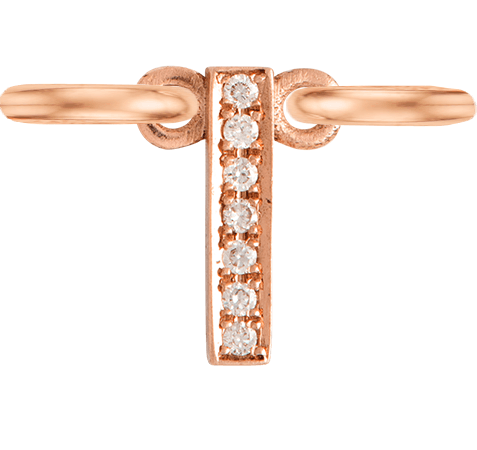 Rose Gold, White Diamond Letter - Roxanne First