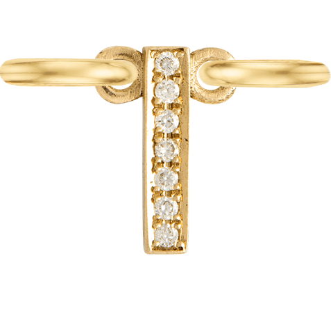 Yellow Gold, White Diamond Letter - Roxanne First
