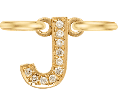 Yellow Gold, White Diamond Letter - Roxanne First