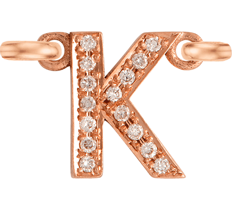 Rose Gold, White Diamond Letter - Roxanne First