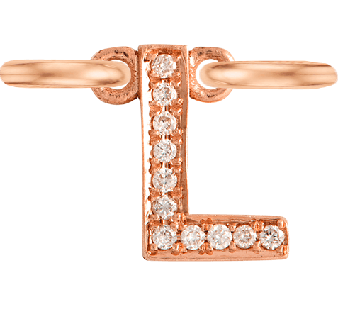 Rose Gold, White Diamond Letter - Roxanne First