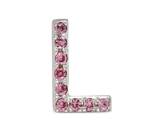 White Gold, Pink Sapphire Letter Bead - Roxanne First
