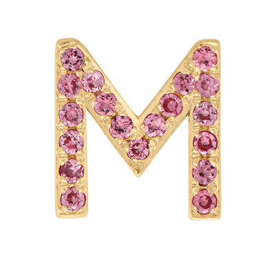 Yellow Gold, Pink Sapphire Letter Bead - Roxanne First