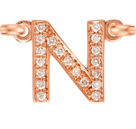 Rose Gold, White Diamond Letter - Roxanne First