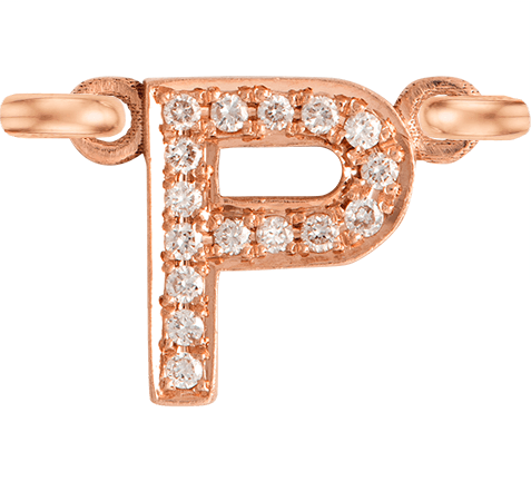 Rose Gold, White Diamond Letter - Roxanne First