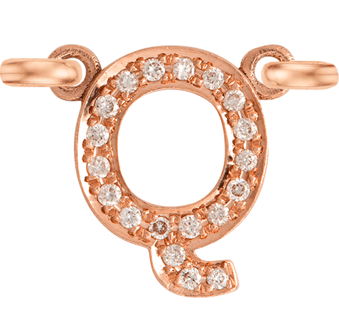 Rose Gold, White Diamond Letter - Roxanne First