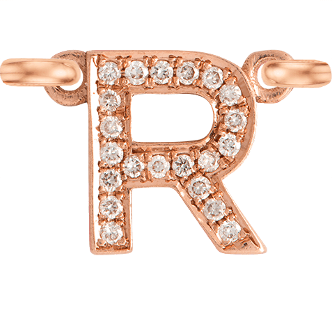 Rose Gold, White Diamond Letter - Roxanne First