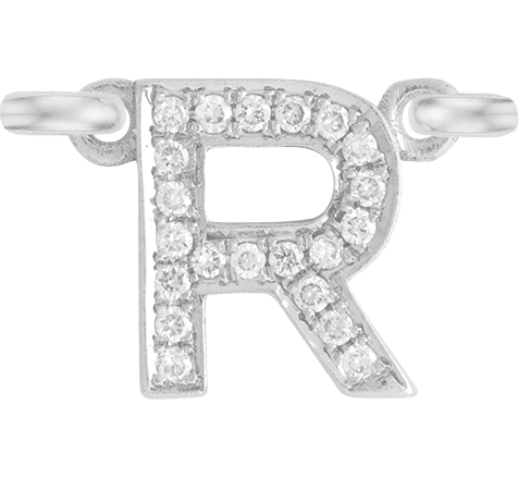 White Gold, White Diamond Letter - Roxanne First