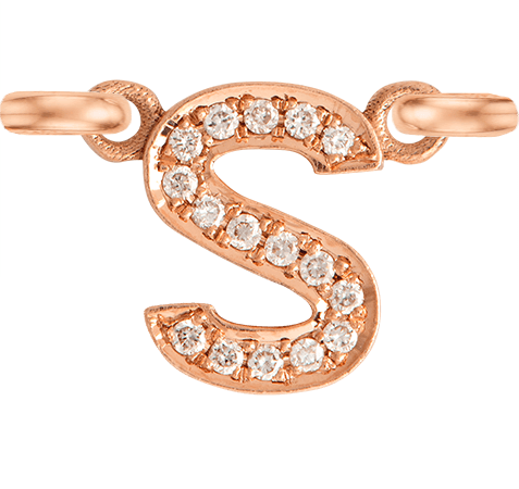 Rose Gold, White Diamond Letter - Roxanne First