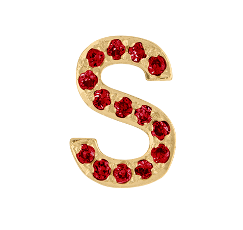 Yellow Gold, Ruby Letter Bead - Roxanne First