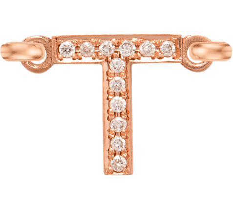 Rose Gold, White Diamond Letter - Roxanne First