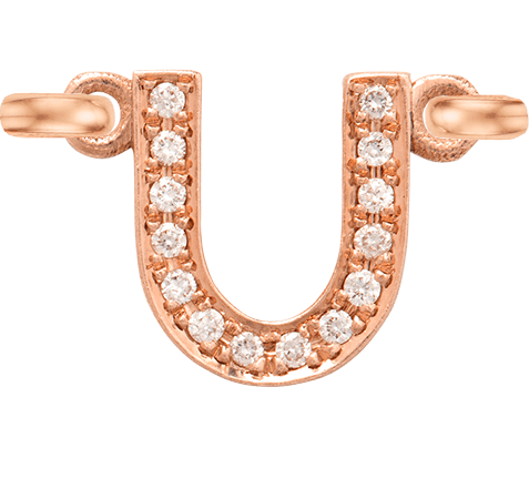 Rose Gold, White Diamond Letter - Roxanne First