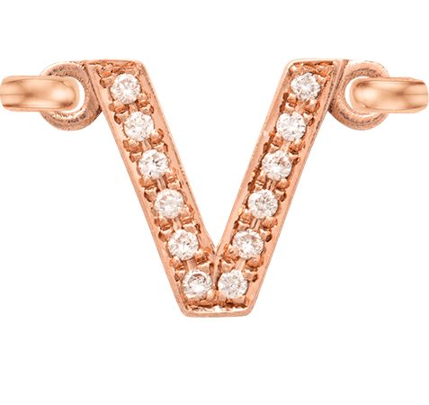 Rose Gold, White Diamond Letter - Roxanne First