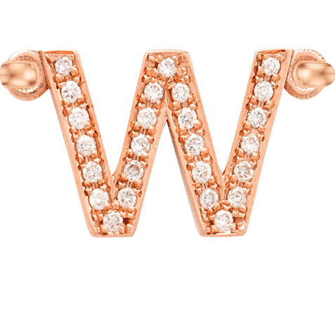 Rose Gold, White Diamond Letter - Roxanne First