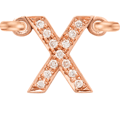 Rose Gold, White Diamond Letter - Roxanne First