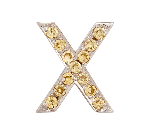 White Gold, Yellow Sapphire Letter Bead - Roxanne First