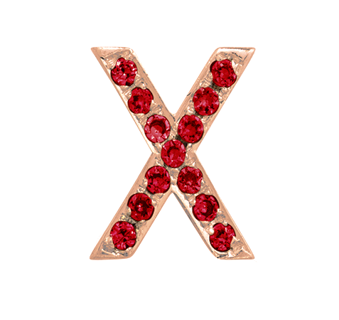 Rose Gold, Ruby Letter Bead - Roxanne First