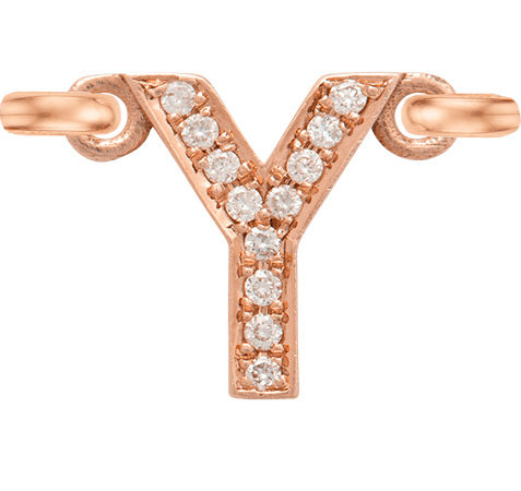 Rose Gold, White Diamond Letter - Roxanne First