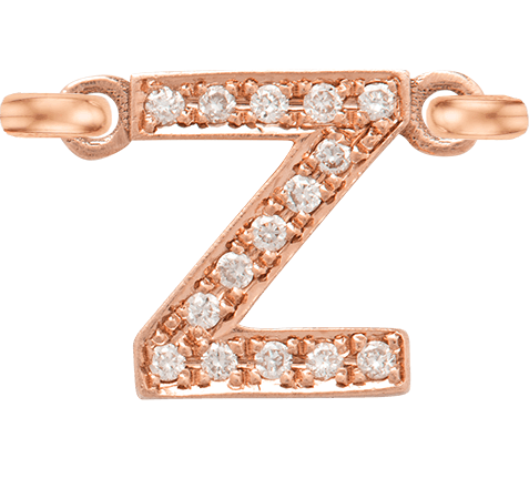 Rose Gold, White Diamond Letter - Roxanne First