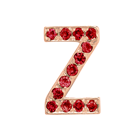 Rose Gold, Ruby Letter Bead - Roxanne First