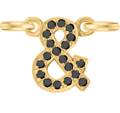 Yellow Gold, Black Diamond Letter - Roxanne First