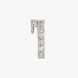 White Gold, White Diamond Number Bead - Roxanne First