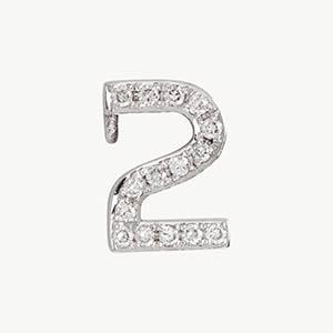 White Gold, White Diamond Number Bead - Roxanne First