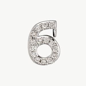 White Gold, White Diamond Number Bead - Roxanne First