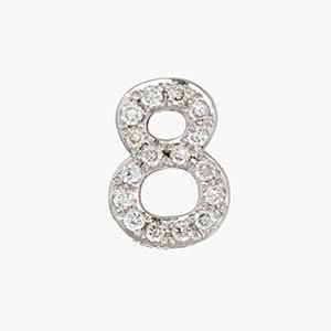 White Gold, White Diamond Number Bead - Roxanne First