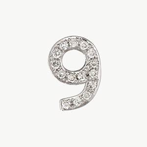 White Gold, White Diamond Number Bead - Roxanne First