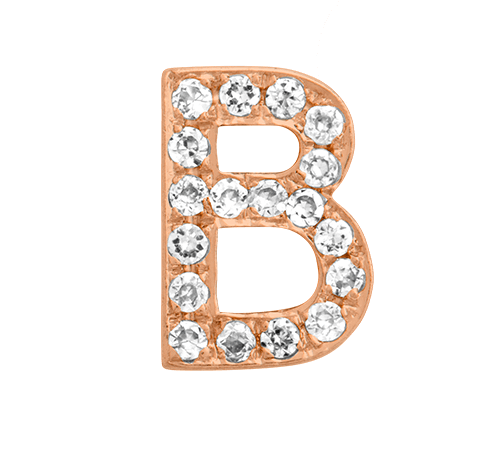 Rose Gold, White Diamond Letter Bead - Roxanne First