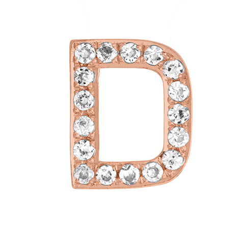 Rose Gold, White Diamond Letter Bead - Roxanne First