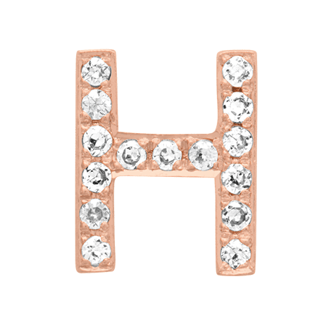 Rose Gold, White Diamond Letter Bead - Roxanne First