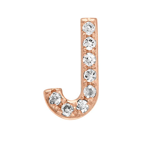 Rose Gold, White Diamond Letter Bead - Roxanne First