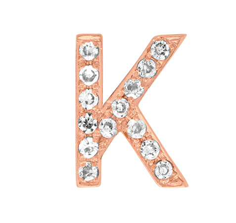 Rose Gold, White Diamond Letter Bead - Roxanne First