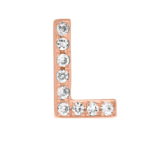 Rose Gold, White Diamond Letter Bead - Roxanne First