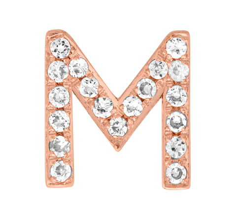 Rose Gold, White Diamond Letter Bead - Roxanne First