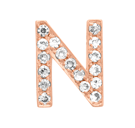 Rose Gold, White Diamond Letter Bead - Roxanne First