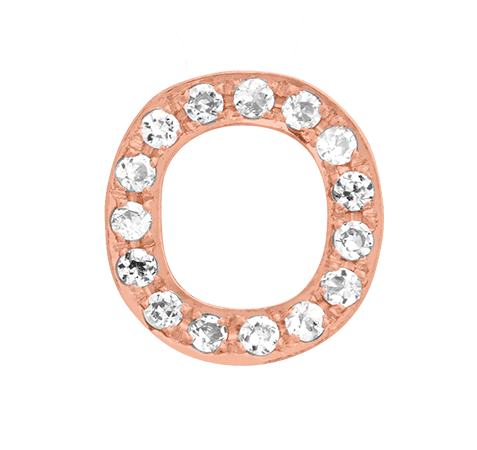 Rose Gold, White Diamond Letter Bead - Roxanne First