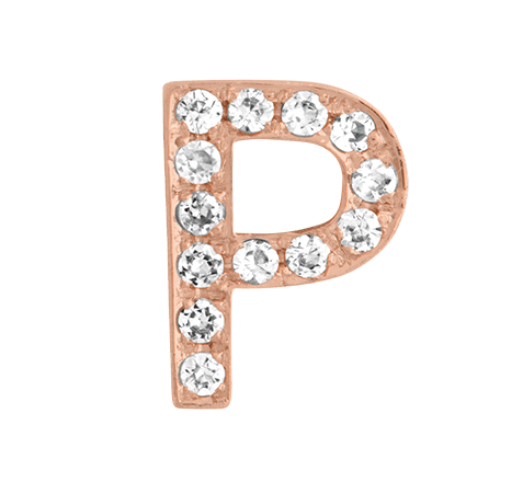 Rose Gold, White Diamond Letter Bead - Roxanne First