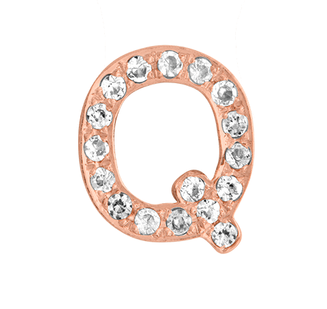 Rose Gold, White Diamond Letter Bead - Roxanne First