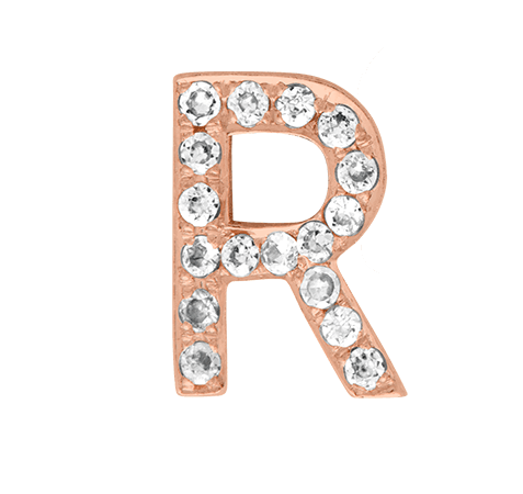 Rose Gold, White Diamond Letter Bead - Roxanne First