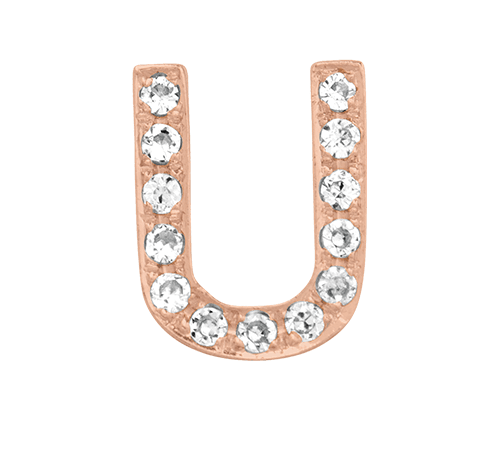 Rose Gold, White Diamond Letter Bead - Roxanne First