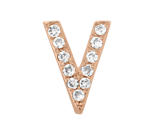 Rose Gold, White Diamond Letter Bead - Roxanne First